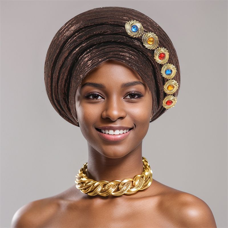 846817273132 Women Hats Headscarf For Fashion Nigerian Weddings Hat Woman Head Band Ladies Headband Lady Head Scarf CapCoffee