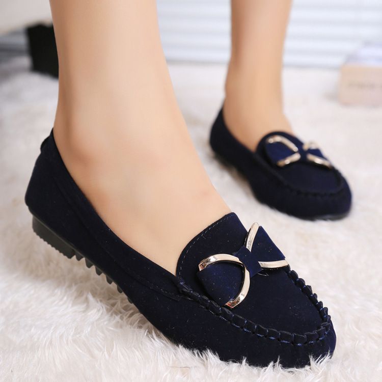 F007 Flat-soled Shoes Casual Single Shoes Butterfly-knotted Women's Anti-skid Shoes