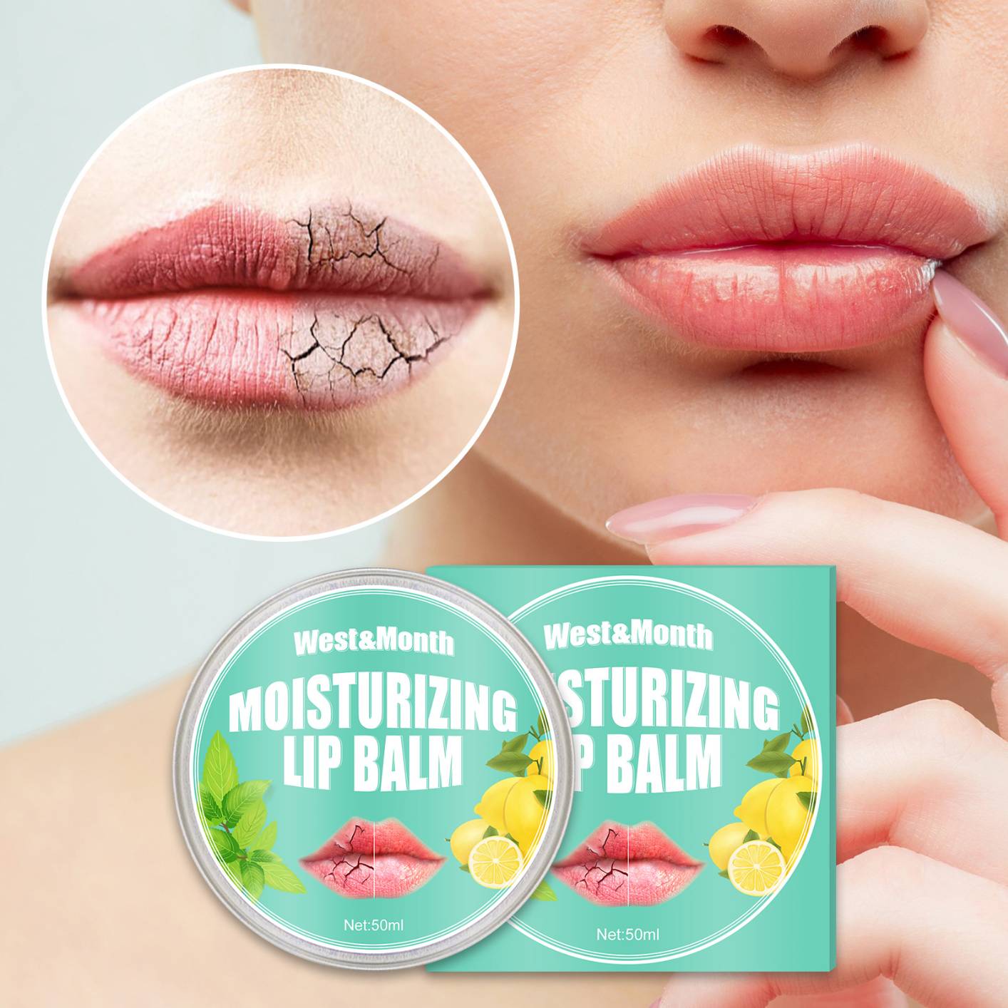 Moisturizing Repair Anti-dry Lip Balm, Nourishing and Moisturizing Lips Non-greasy Lip Balm - Mint Lemon Flavors