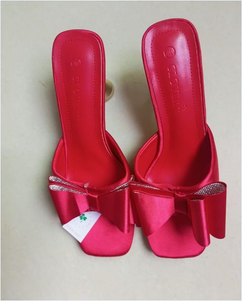  Bowknot Anti-Slip Sexy Pointed Toe Thin Heels Slides Fashion Bow Sandals for Women and Ladies