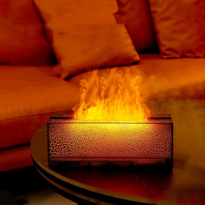 Simulated Flame Aromatherapy Machine Creative Colorful Atmosphere Lamp Home Office Flame Humidifier Essential Oil Aroma Diffuser