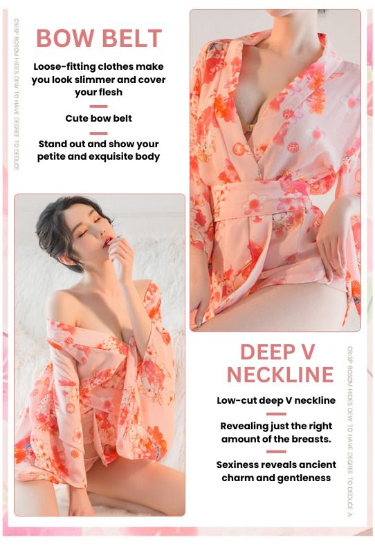 【Sexy Lingerie】Japanese Sakura Bathrobe