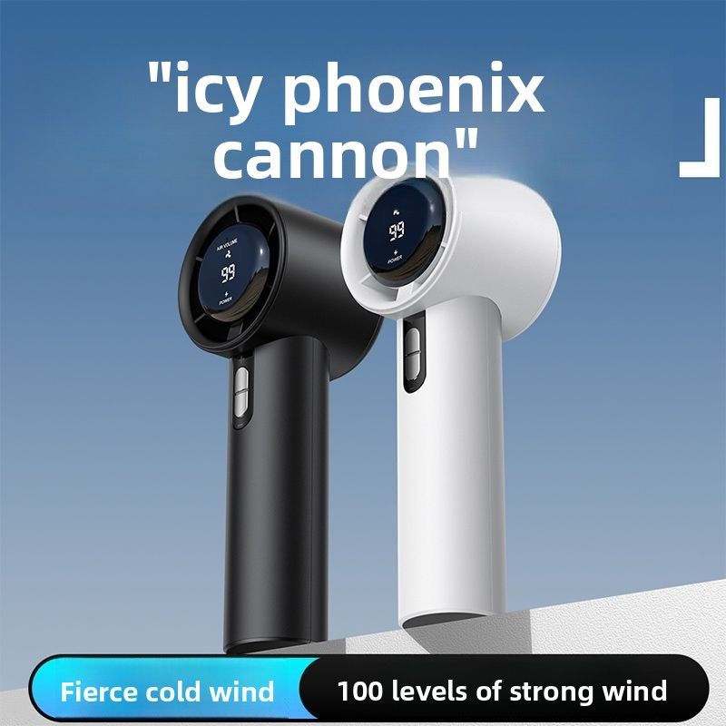 New digital display high-speed mini air gun, portable handheld turbine fan with 100-level strong wind power