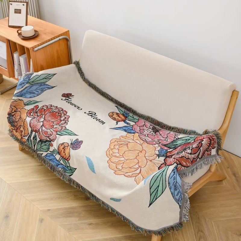 Sofa cushion, woven jacquard pumpkin pattern, straight sofa towel, Double sided tassel anti slip 90*90cm，90*180cm,90*240cm,90*330cm carpet,blanket