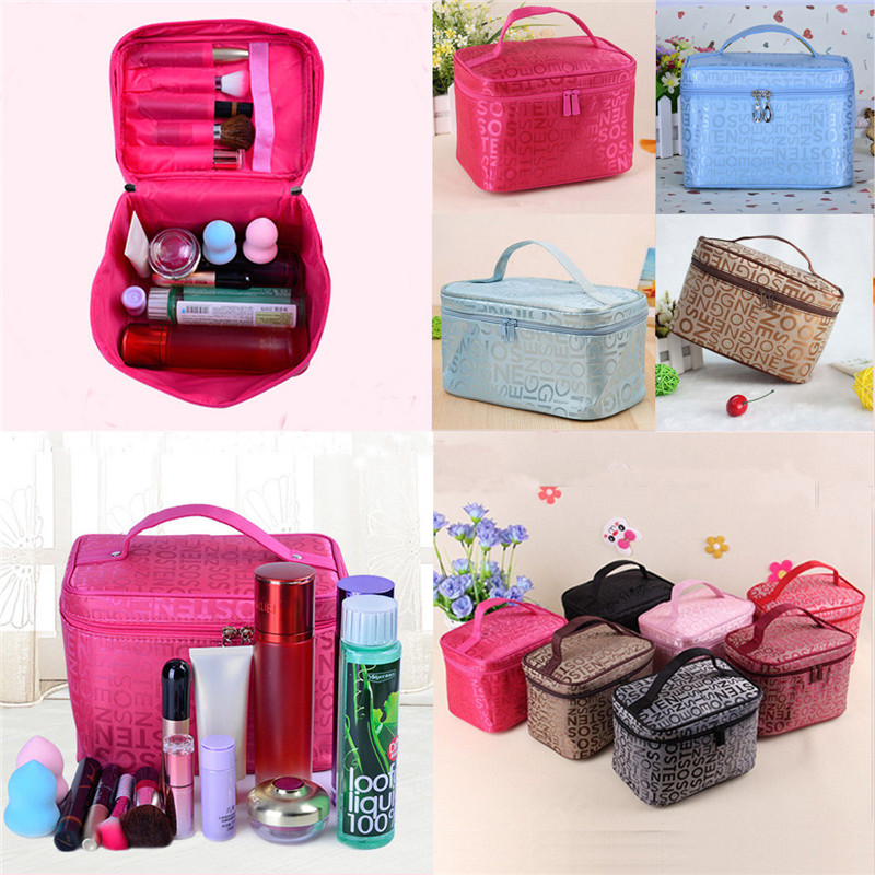 Woman Cosmetic Bags Solid color Organizer Makeup Bag Folding Travel Toiletry Bag Large Capacity Storage Beauty Bag