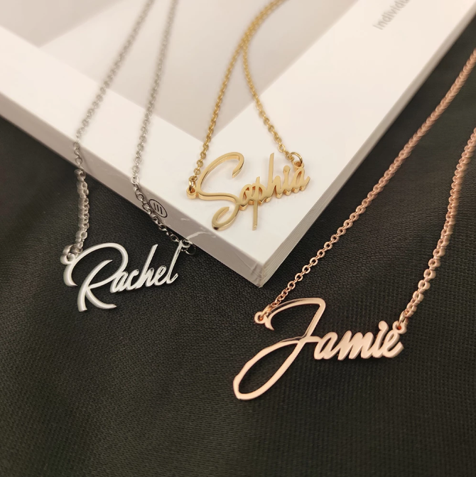Women Name Necklace Personalized Nameplate Gold Necklace Stainless Steel Jewelry Collar Para Mujer Bijoux Femme