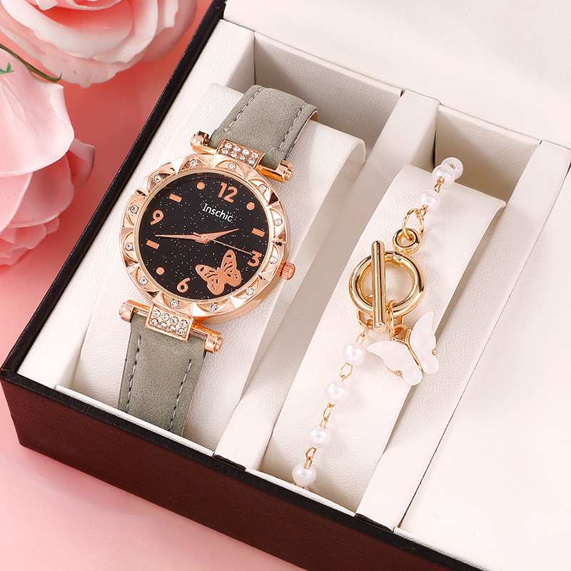 SW1382 women's watch set butterfly starry sky design fashion girls watch  bracelet set