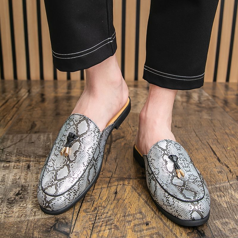 Youth Men Leisure Cool Mules Man Summer Slippers Fashion Casual Leather Loafers Flats Shoes Pu Breathable Slip On Footwears For