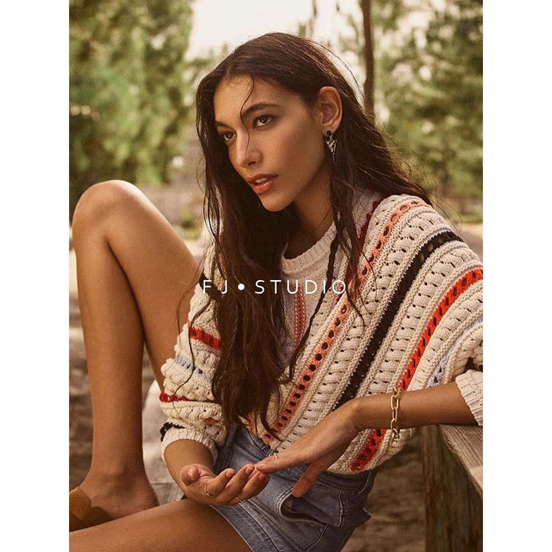 Wool knit Sweater Round Women's Sweater