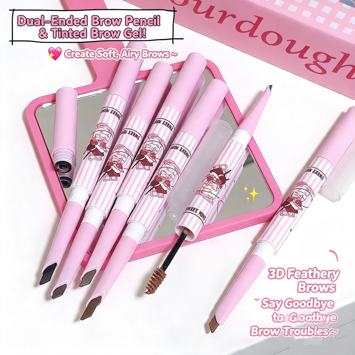 Dual Ended Blade Eyebrow Pencil 2 in 1 Wild Brow Pencil with Spoolie Brush Natural Hair-Like Strokes Waterproof Long Lasting Smudge Proof Eyebrow Makeup for Beginners