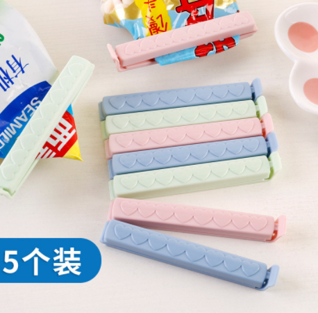 5 pcs Pack Bag Clips Food Snack Sealing ClipPortable Kitchen Storage Accessories Tool Elastic Buckle Package Bag Clamp