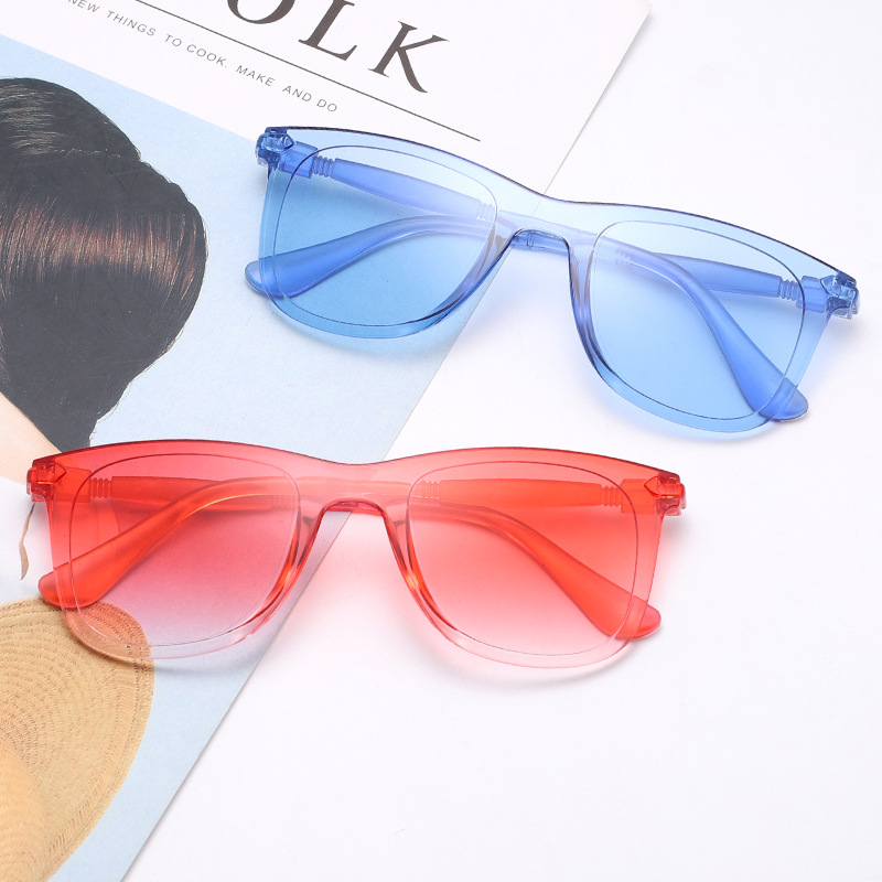 New children's one-piece jelly gradient sunglasses Colorful frameless patterned feet European and American fashion sunglasses Children's sunglasses