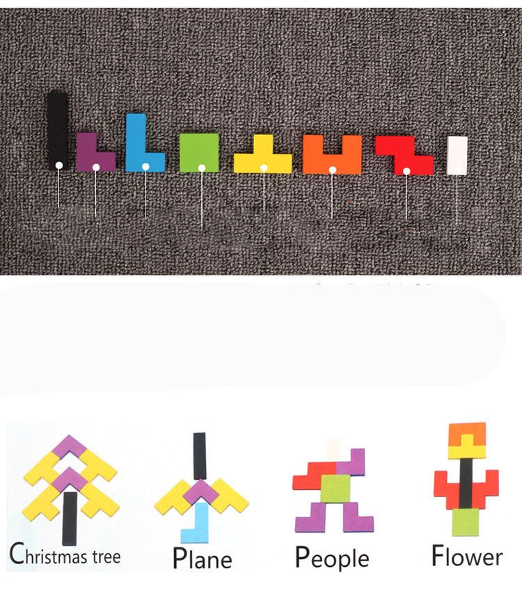 Children's Early Education Wooden Fun Color Classic Tetris Puzzle Toy