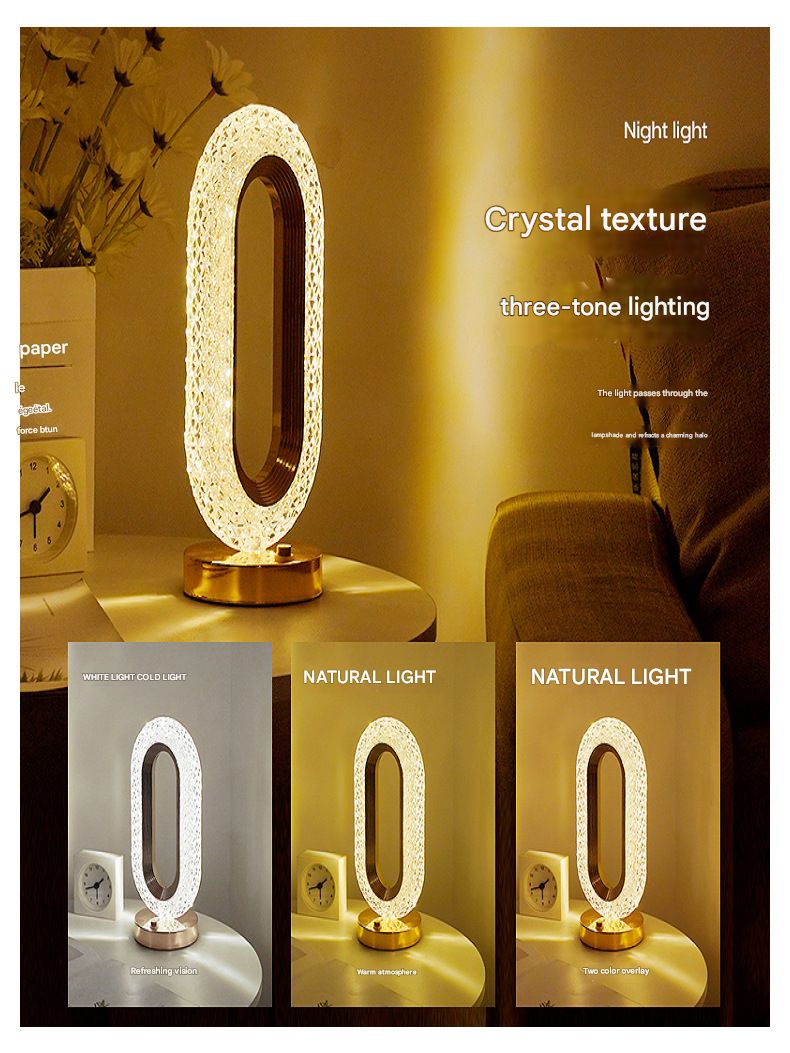 Crystal ring decorative lamp high-end light luxury room living room table lamp touch sensor atmosphere lamp night light