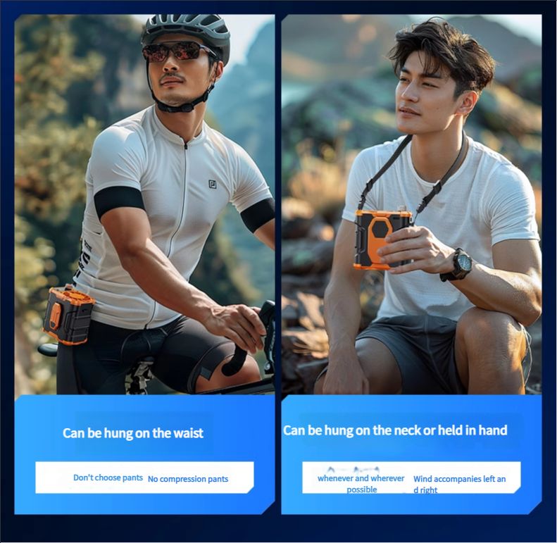 Hanging waist fan, portable clip, waist cooling device, high temperature outdoor construction site charging, powerful Xiaogongtian hanging neck, summer season kitchen refrigeration, air conditioning, clothing wearing, ultra long battery life
