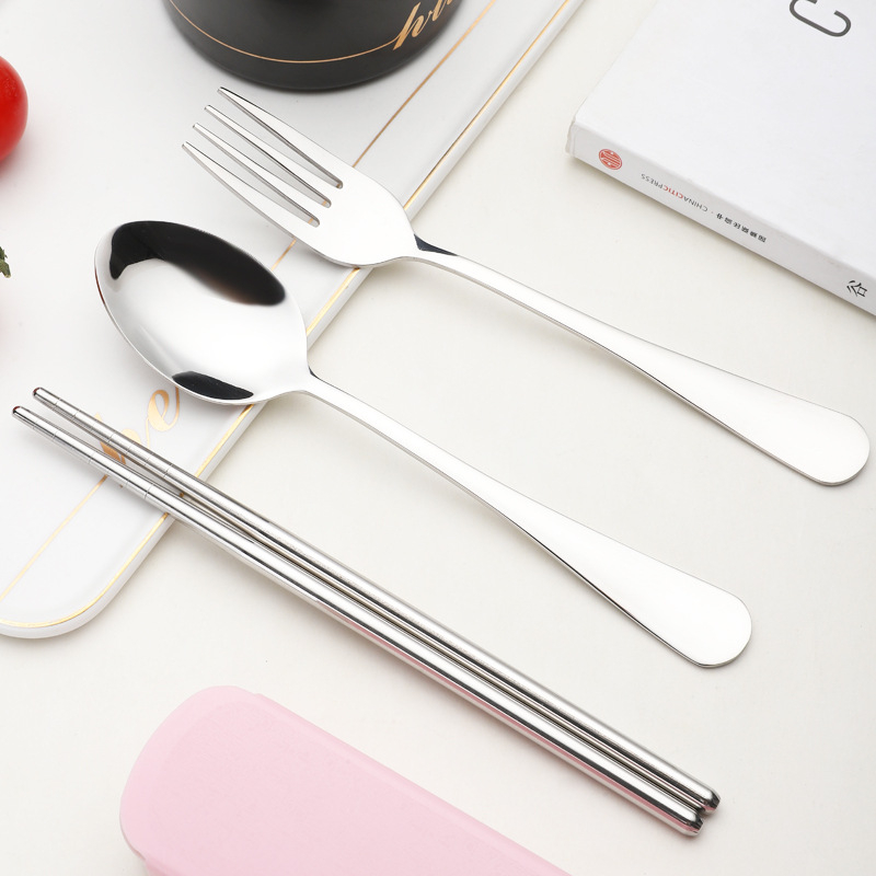 Travel Camping Cutlery Set Portable Tableware Stainless Steel Chopsticks Spoon Fork Steak Knife with Storage Case
