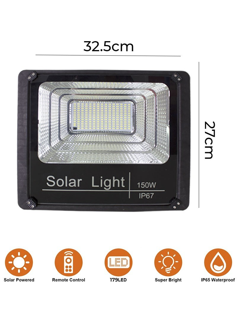 150W 179 LED 3 LIGHTING MODES WATERPROOF SOLAR FLOOD LIGHT WITH REMOTE CONTROL