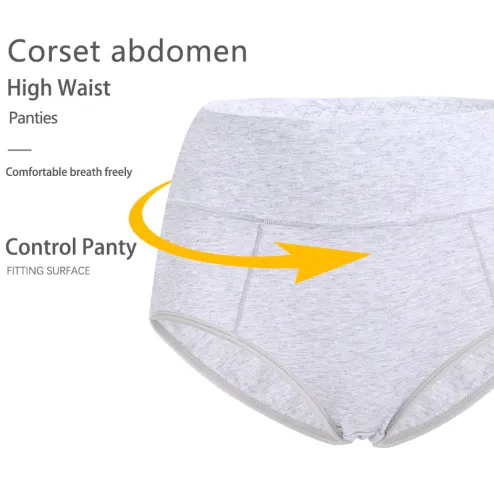 Women's High Waisted Cotton Underwear, Ladies Soft Full Briefs Panties