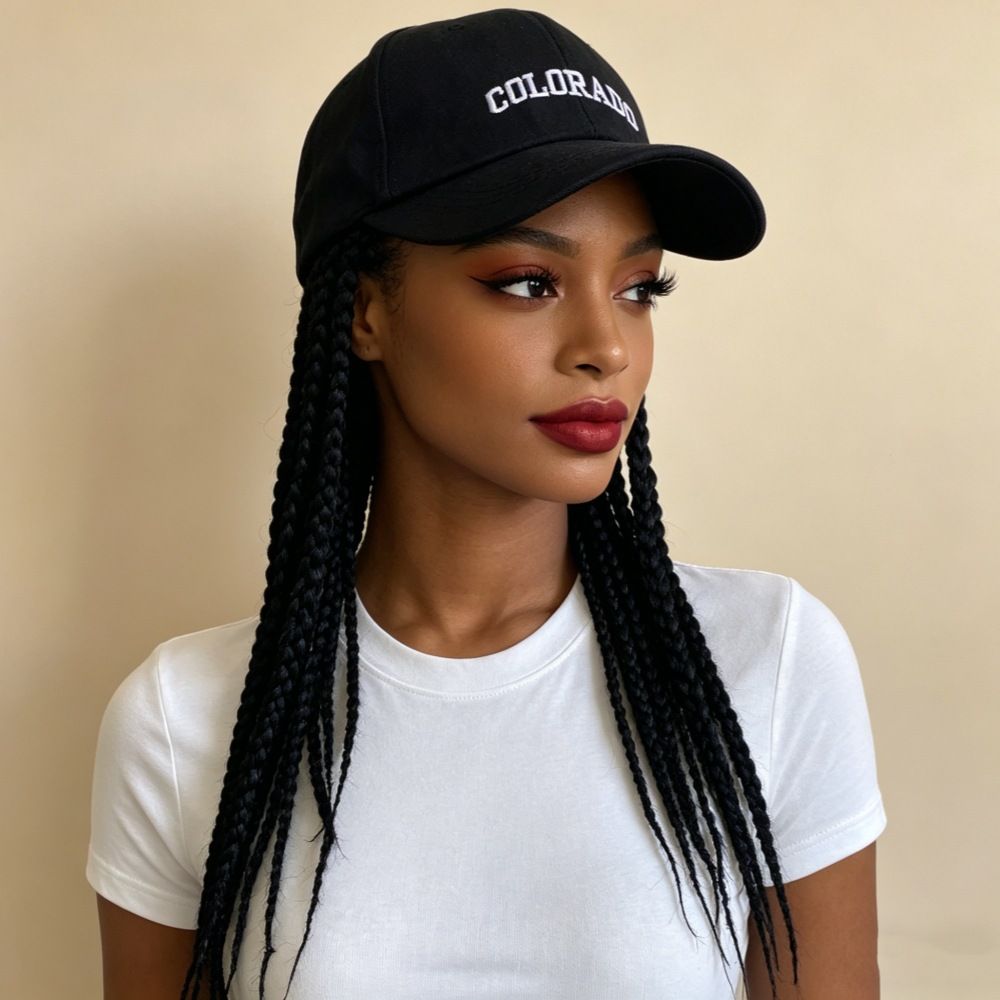 Reggae Style Dreadlock Baseball Cap Wig, Black Brown Ombre One Piece Synthetic Dread Hair Hat, Adjustable Snapback Peaked Cap with Integrated Locs Hairpiece for Daily Hip Hop Party
