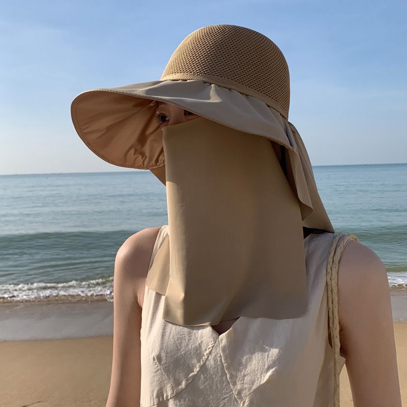 New style hat women's travel sun hat casual versatile face protection sun hat ice silk shawl hat