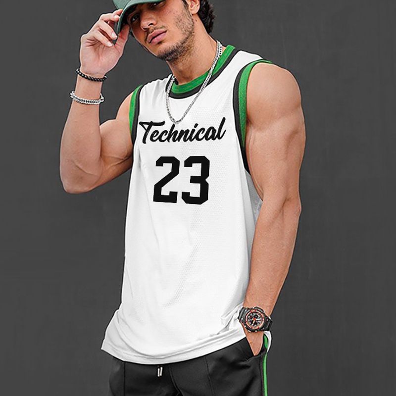 B-18 Men's Summer Thin Vest Quick-Drying Printed Sleeveless T-Shirt