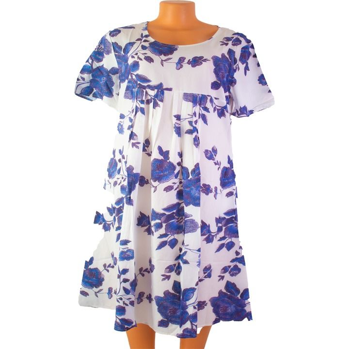 High-quality poplin fabric woven short-sleeved mini patterned women's dress