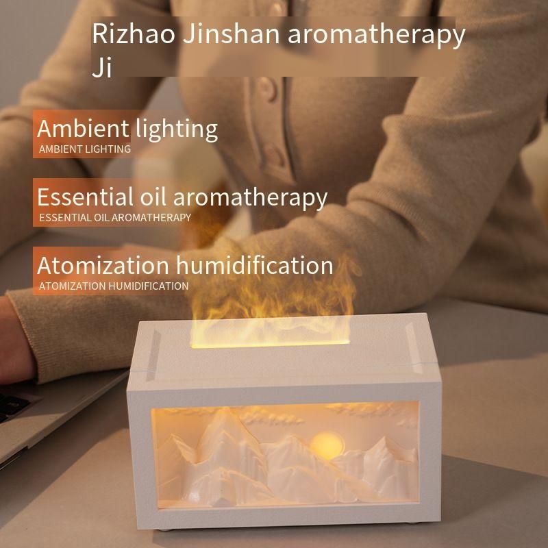 Sunrise Mountain Aroma Diffuser Humidifier, 3-in-1 Essential Oil Diffuser, Cool Mist Humidifier & Ambient Night Light, USB-Powered, Quiet Operation for Home, Bedroom, Office & Gift
