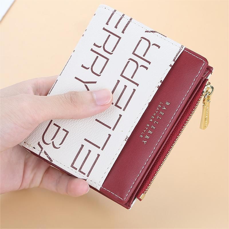 078 Women's New Fashion Vertical Zipper Wallet Letter Print Wallet
