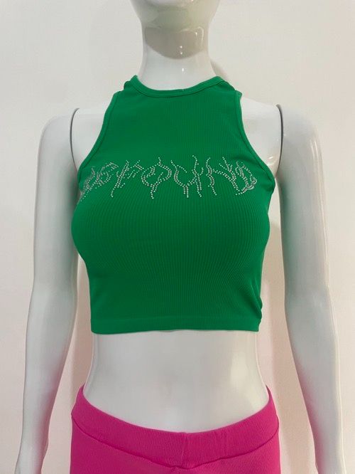 New solid color round neck sleeveless pullover hot diamond crop top casual slim crop top casual sexy little vest