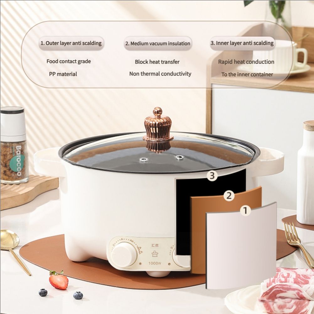 Huiran Dual-purpose multifunctional electric hot pot household multifunctional frying and stir-frying sub-controlled speed boiling electric hot pot non-stick electric cooking pot integrated hot pot 6L