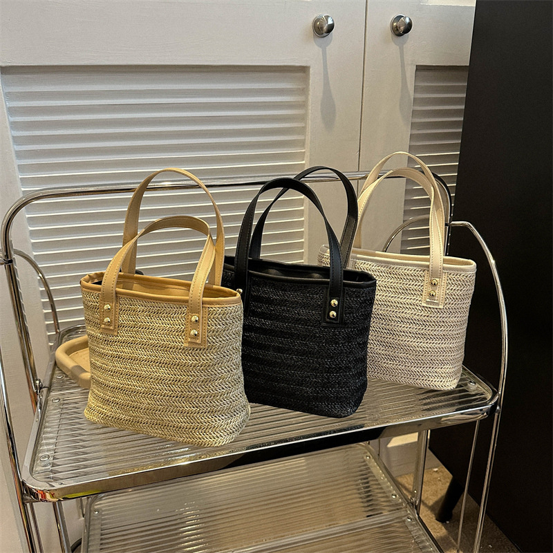 369-36989 New Trendy Fashion Straw Woven Large Capacity Handbag Shoulder Tote Bag
