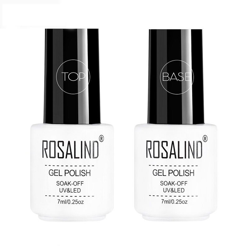ROSALIND Top Base Coat Gel Polish UV Shiny Sealer Soak off Reinforce 7ml Long Lasting Nail Art Manicure Gel Lak Varnish Primer