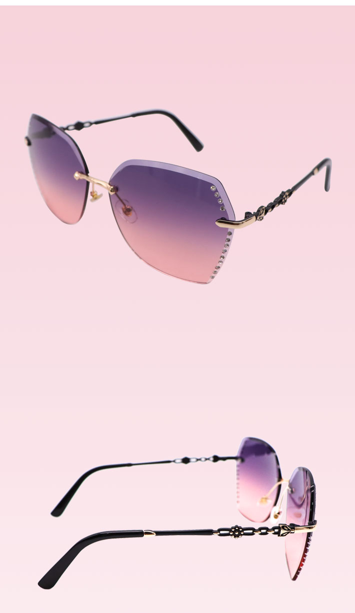 956 Fashion Lady Sun Glasses Rimless Rhinestone Decor Women Sunglasses Vintage Alloy Frame Butterfly Classic Brand Designer Shades