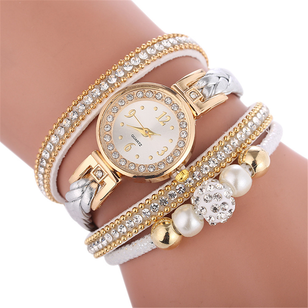 Beautiful Fashion Women's Bracelet Watch Ladies Watch Casual Round Analog Quartz Bracelet Watch Female ClockWhite