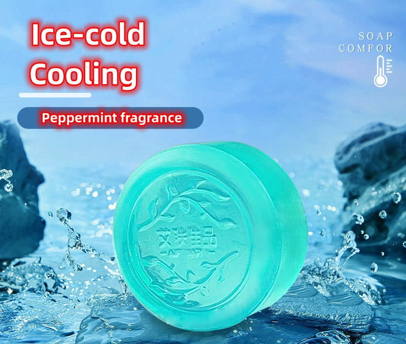 Cool mint soap CRRshop free shipping hot sale male female new fashion beauty care cleanser Ice muscle mint soap, face wash, shower, acarid soap, cool and refreshing essential oil soap 