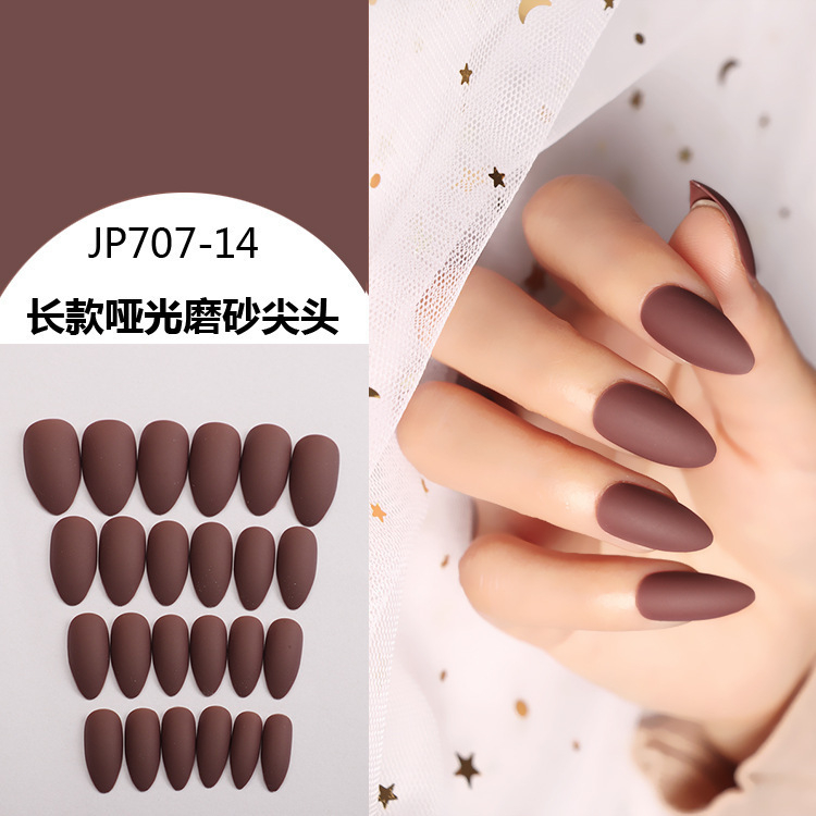 Fake Nails Matte Red And Blue Acrylic Frosted Ballerina Acrylic For Nails For WomenCoffee Color