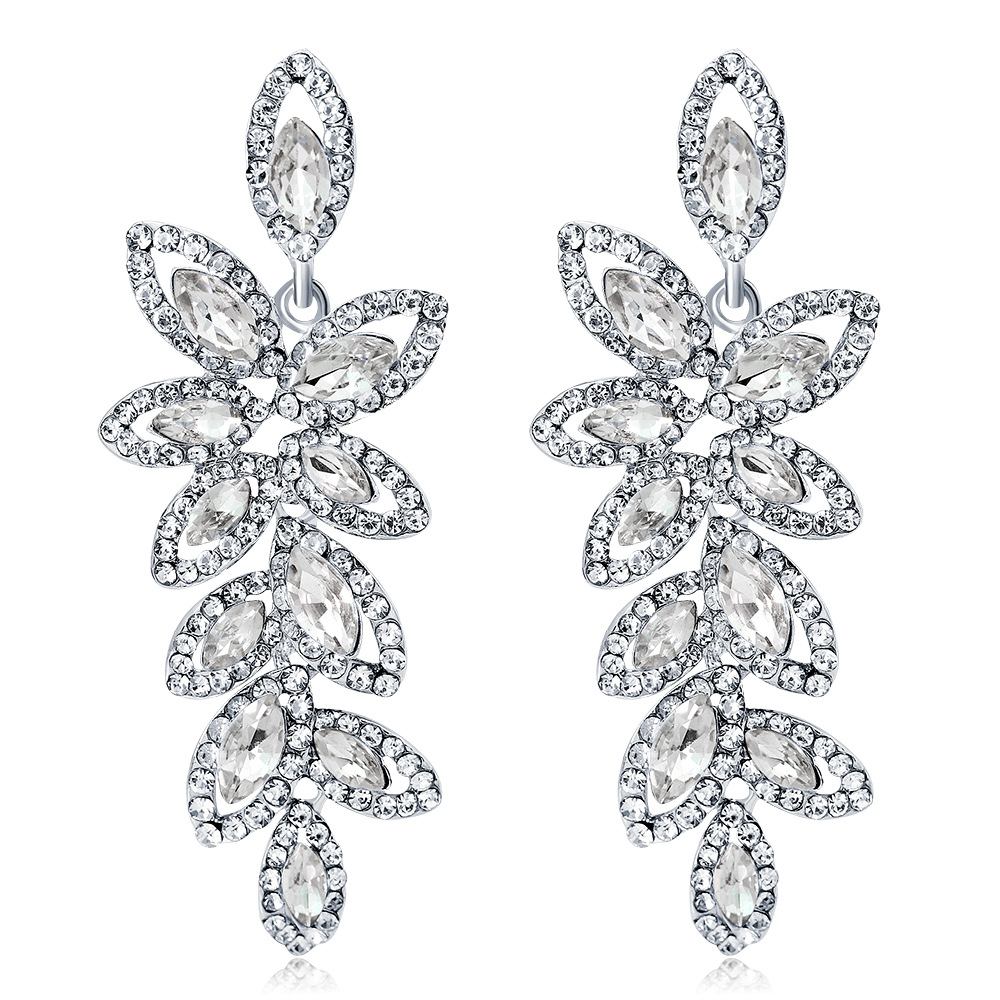 BA176-A Wedding Bridal Chandelier Earrings, Crystal Rhinestone Drop Dangle Earrings for Women Brides
