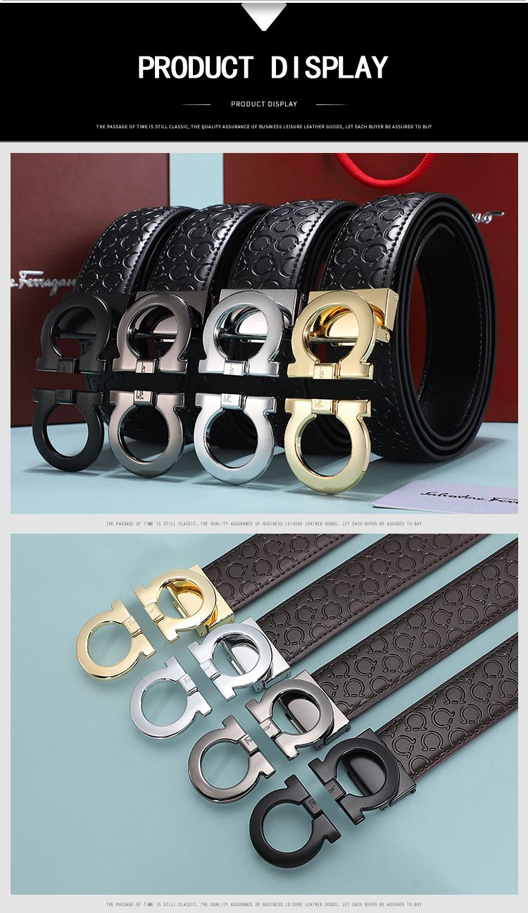 Men's Fashion Business Alloy Smooth Buckle Belt Casual Youth Genuine Leather Belt