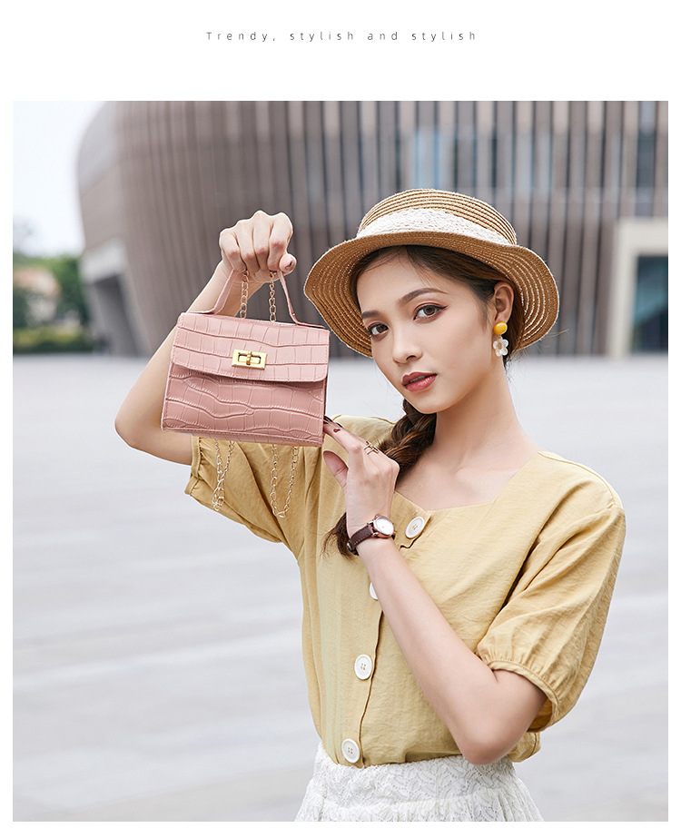 New Fashion Crocodile Pattern Shoulder Bag PU Chain Buckle Messenger Bag Three-dimensional Texture Handbags for Women