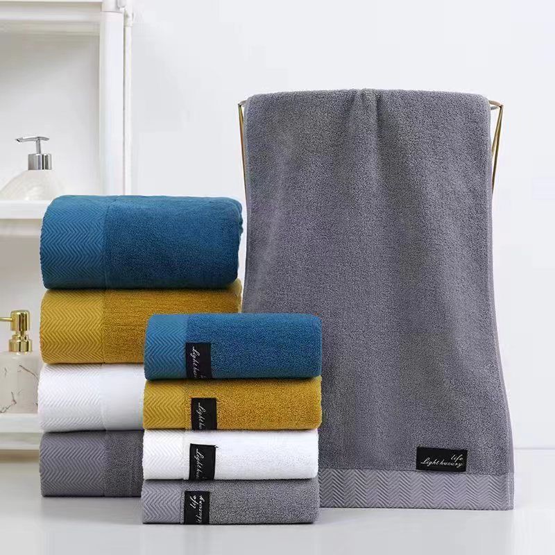 Home Large Size Thick Bath Towel Solid Color Water absorbent Cotton Hotel Bath Towel