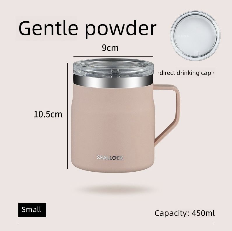 Ins Style Stainless Steel Coffee Cup Portable Insulated Water Cup Stainless Steel Cup Sealed with Lid Mark Cup Kitchen Dining Dinnerware Coffee Cups Mugspink