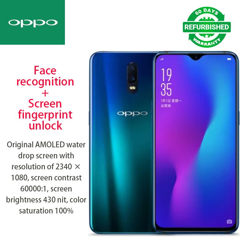 refurbished oppo R17 smartphone face recognition and fingerprint unlocking 128GB + 8GB 6.4 inch 2G / 3G / 4G dual card 3500mah 16mp + 5MP + 25mp