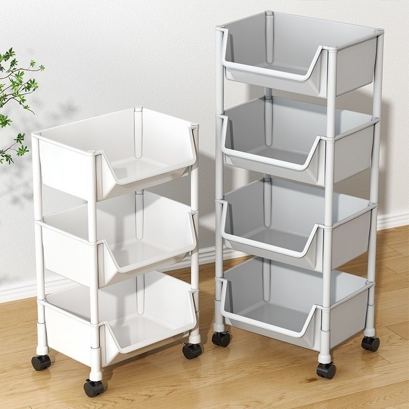 Mobile bookshelf rack floor multi-layer with wheels living room bedroom dormitory children's small bookcase trolley storage rack