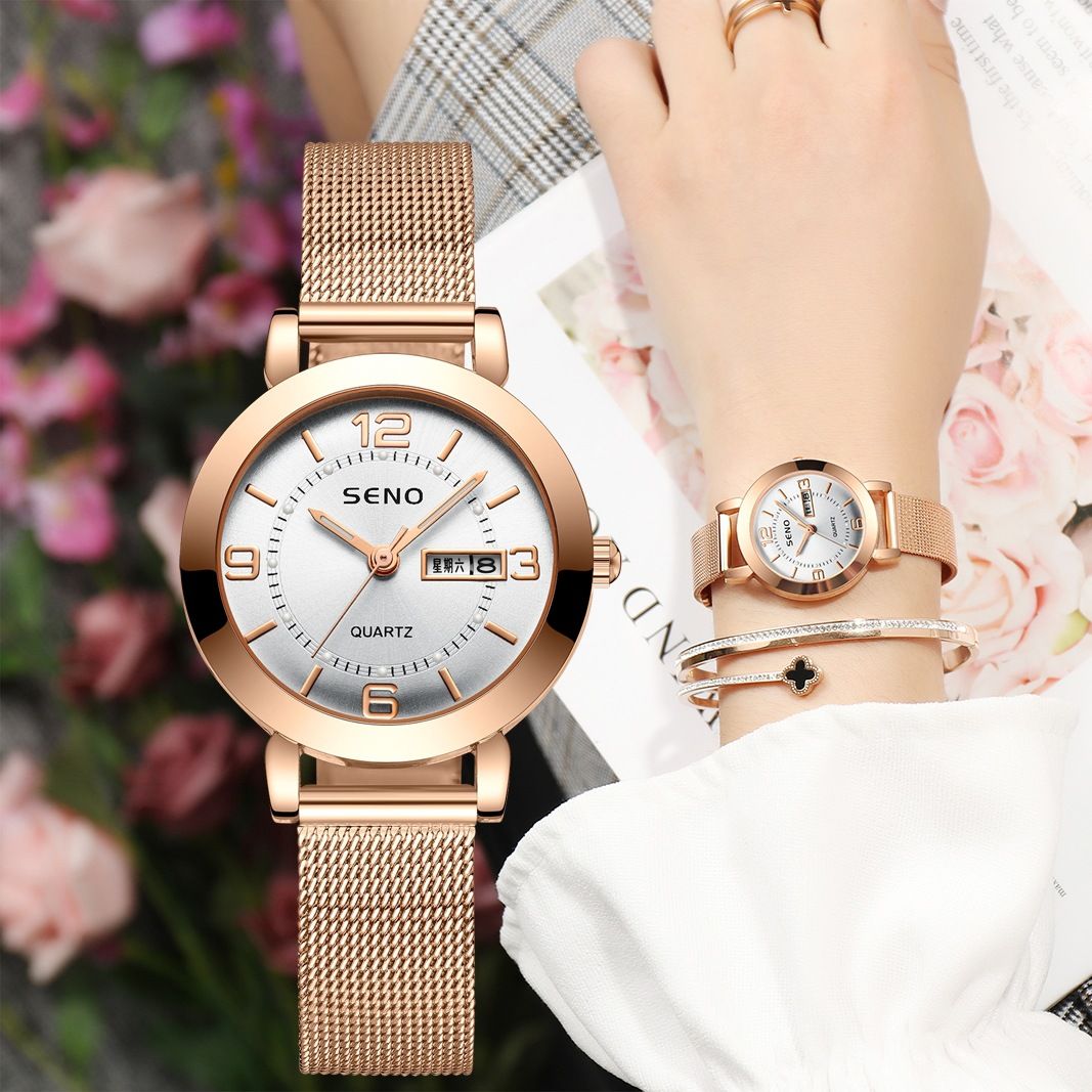 Women's quartz watch Milan Watch Glow-in-the dark waterproof dual Calendar Female Student Alloy watch S027