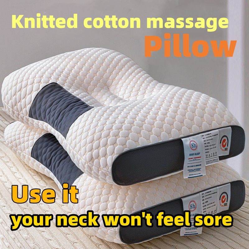 48*74cm Pillow Knitted non collapsing pillow, pillow core, deep sleep neck protection, partitioned massage pillow CRRSHOP home bed pillow