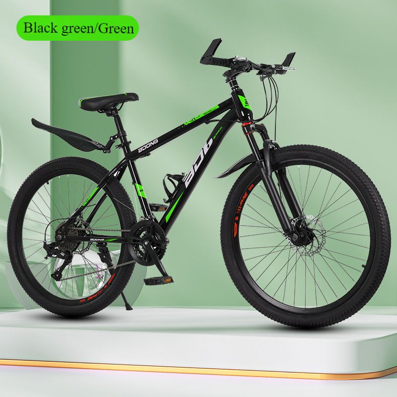 Mountain bike adult 24-inch 26-inch men's variable-speed mountain bike 27-speed men's off-road bicycleDark Green 21-speed