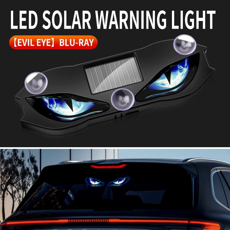 Solar Powered Car Demon Eye LED Ambient Light, Wireless Suction Cup Dynamic Expression Light, 3 Colors Red Blue Green Decor Lamp
