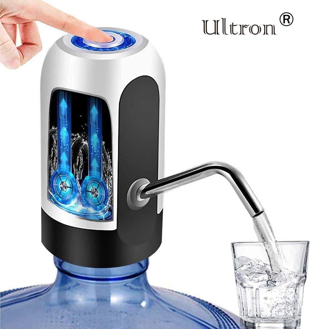 Ultron Water Bottle Dispenser Portable Electric Water Bottle Pump for Universal 5 Gallon Bottles (Black+White)