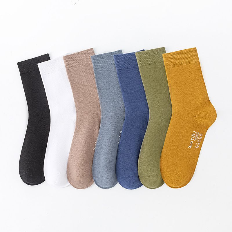 A07 Men's Simple Letter Solid Color Socks Casual Breathable Socks