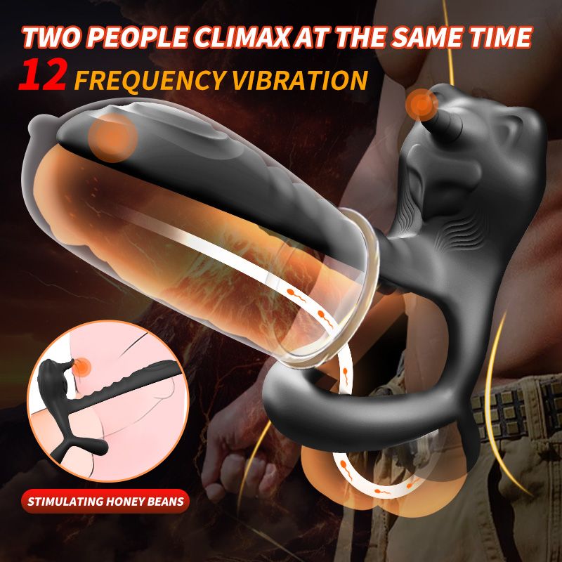YY956 Vibrating Cock Ring Penis Sleeve with Clitoral Stimulator, Penis Ring Vibrator Couples Adult Sex Toys with 12 Vibration Modes for Men Women, Male Female Couple Sex Toy with G Spot Clitoris Vibrator